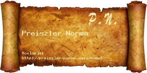 Preiszler Norma névjegykártya